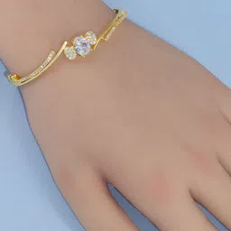 PRIVIU Women Brass American Diamond Gold-Plated Bangle-Style Bracelet image 2