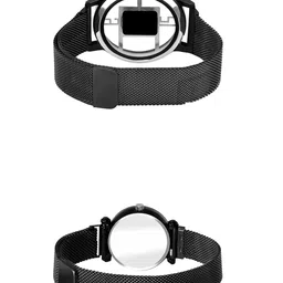 Gopal Shopcart Unisex Set of 2 Analogue Watch GR_1051_6to12_openBlack_maganet_379_black_12 image 2