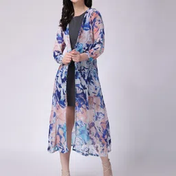 SCORPIUS Abstract Printed Longline Chiffon Shrug image 4