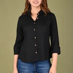 rijhari Women Slim Fit Solid Spread Collar Casual Shirt-picture-16