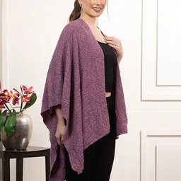 Anouk Mauve Self Design Open Front Shrug image 3