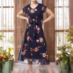 Miss Chase Floral Print Georgette A-Line Midi Dress-picture-35