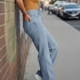 RIVI Women Jean Wide Leg High-Rise Stretchable Jeans image 4