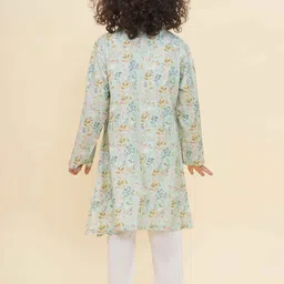 Sethukrishna Boys Floral Printed Mandarin Collar Straight Kurta With Pyjamas image 5