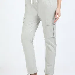 SWISS HORN Women Mid-Rise Cargos Cotton Trousers image 4