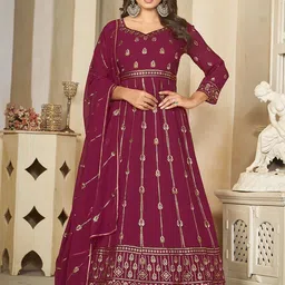 KALINI Embroidered Semi-Stitched Dress Material-picture-14