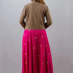 HERE&NOW Floral Printed A-Line Maxi Ethnic Dress With Jacket image 5