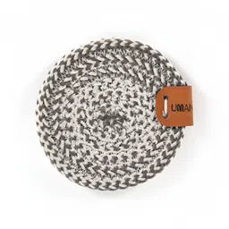 Umami Studio Set Of 6 Grey & White Braided Coasters-picture-35
