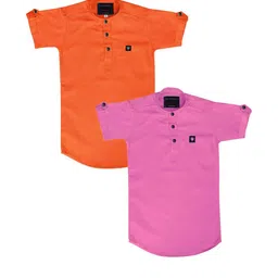 OJ TREND Kids-Boys Orange Kurtas-picture-10