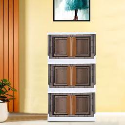 RUBOXA Black & White 3 Pieces Double Door Storage Organiser With Lid & Wheels-picture-39