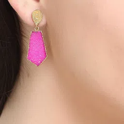 ROYAL PITARAH Gold-Plated Contemporary Stone Studded Drop Earrings image 5
