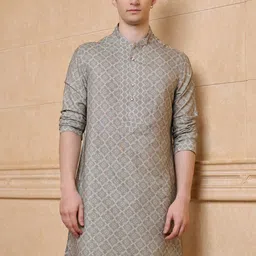 Tasva Men Ethnic Motifs Printed Cotton Kurta with Trousers-picture-18