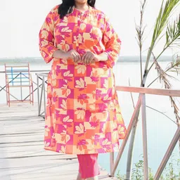 VIFA PLUS Floral Printed Mandarin Collar Straight Kurta With Trousers-picture-17