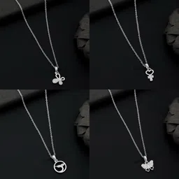 Boghra Sales Set Of 4 Silver-Plated German Silver American Diamond Necklace-picture-33