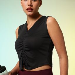 hrx by hrithik roshan Women Solid V Neck Polyester Black T-Shirt-picture-10