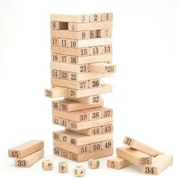 rrcollection Wooden Building Blocks | Tumbling Tower Numbered Blocks | Stacking Game image 3