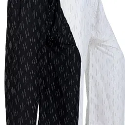 4k fashion Pack of 2 Women Relaxed Black, White Viscose Rayon Trousers-picture-18