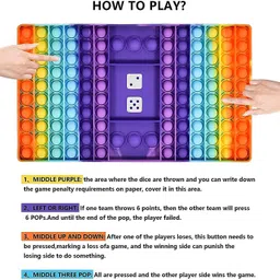 fayme international Ludo Game Big Pop Game Fidget Toy, Jumbo Rainbow Chess Board Push Bubble Popper Fidget Sensory Toys for Kids Time Money & Assets Games Money & Assets Games Board Game image 3