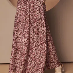 zwerlon Women Embroidered A-line Maroon, Beige Skirt-picture-27