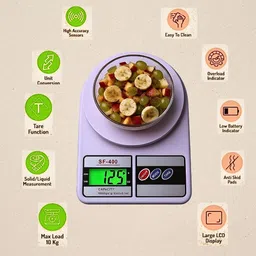 RR Lifestyle Hub Digital Kitchen Weighing Scale 1g–10Kg with LCD Display (White) Weighing Scale image 3