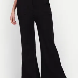 next one Women Flared Black Lycra Blend Trousers-picture-29