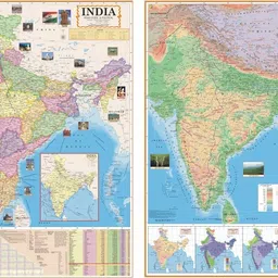 (COMBO OF 2 ENGLISH MAPS) India Map (Both Political & Physical)| Set Of 2| Map Size (40inch * 28inch) Paper Print | Best Useful for UPSC, SSC, IES, Railway and other competitive Exams. Paper Print (40 inch X 28 inch) Paper Print-image-9