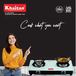 Khaitan 2 Burner Nano White Glass Manual Gas Stove image 5