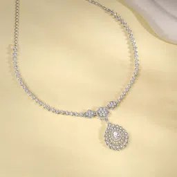 giva Zircon Rhodium Plated Sterling Silver Necklace-picture-43