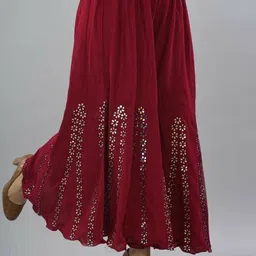 harshraj Women Regular Fit Maroon Viscose Rayon Trousers image 4