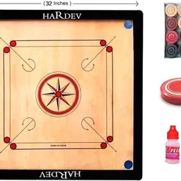 fitdex 32 INCH Wooden Round Pocket Carrom with 24Coins, 1Striker_Carrom-CD-1038 80 cm Carrom Board-picture-43