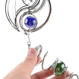 huex Crystal Ball-Feng Shui 3D Steel Hanging Spinners Wind Sculpture Stainless Steel Wind Spinner image 5