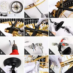 aphrodite 750mm Modern Crystal Ceiling Lamp Pandant Jhumar (Black Gold) Chandelier Ceiling Lamp image 5