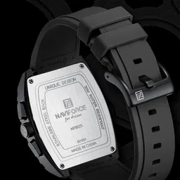 naviforce Silver and black chronograph dial with soft stylish silicon strap waterproof Analog Watch - For Men 8025 multifunctional new square design image 2