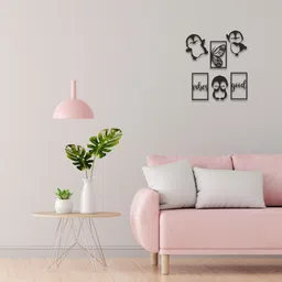 decronics Wall Art Penguin Family Set with Butterfly MDF Home Decoration Hanging Items Pack of 6 image 2