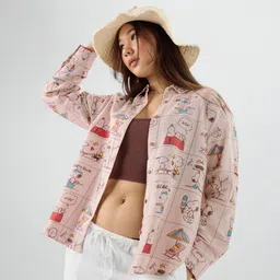 the souled store Women Oversized Fit Printed Button Down Collar Casual Shirt image 1