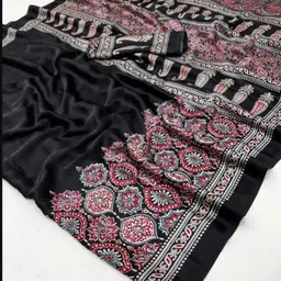 srikastbhanjan Geometric Print Bollywood Crepe Saree image 3