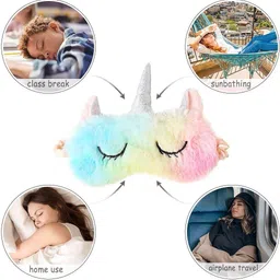naama Multicolor Soft Plush Unicorn Sleeping Mask, Cute Eye Mask, Unicorn Eye Cover image 4
