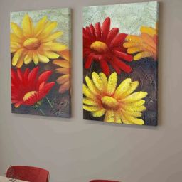 Sunflower Red & Yellow Engineered Wood (Set of 2) Art Panels-image-98