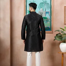 koshin Men Block Print Art Silk Straight Kurta image 2