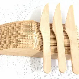 prakritii cultivating green Eco-Friendly Wooden Knives for Event Supplies, Party Supplies, Cake Parcel Knife Disposable Wooden Cutlery Set image 3