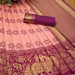 riddhi siddhii creation Floral Print Banarasi Cotton Silk Saree image 3