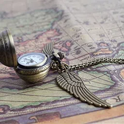 rvm jewels Harry Potter Inspired Snitch Ball Antique Pocket Watch Pendant Bronze Necklace Alloy image 2