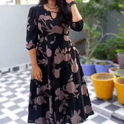 muskan fab Women Fit and Flare Green Midi/Calf Length Dress image 1