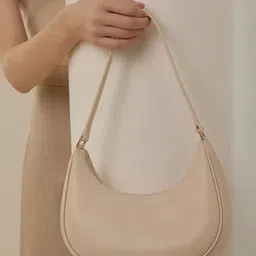 shimmerr Beige Women Sling Bag Women's Leather Crescent Handbag Underarm Purse Small Hobo Shoulder Bag-picture-20