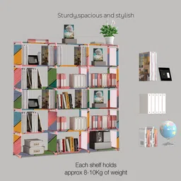 inside style 15 Layer Multipurpose Portable SpaceSaving Cloth/Shoe/Books Shelf Home & Office Metal Open Book Shelf image 2