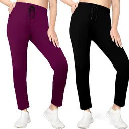 jmshreetext Pack of 2 Women Straight Fit Multicolor Lycra Blend Trousers-picture-26