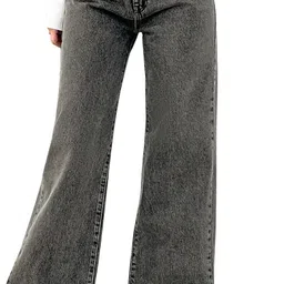 rusticblooms Women Loose Fit Mid Rise Grey Jeans image 5