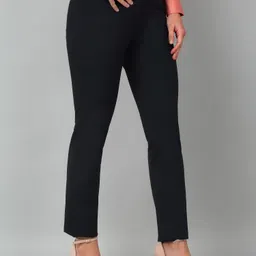 cantabil Women Regular Fit Black Lycra Blend Trousers image 4