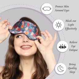 oscar home Mulberry Silk Printed Eye Mask with Elastic Band for Sleep, Travel & Naps image 2