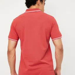 max Men Solid Polo Neck Cotton Blend Red T-Shirt image 5